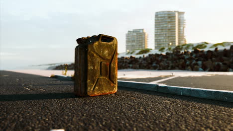 old-metal-fuel-canister-on-beach-parking